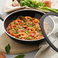 11 inch, Aluminum, Ceramic Nonstick Wok With Lid, Black Matte