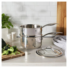 2.5 qt, Stainless Steel, Steamer And Sauce Pan With Lid