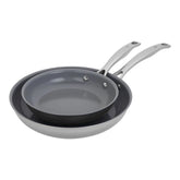 2 pc, Stainless Steel, Ceramic Nonstick Frying Pan Set