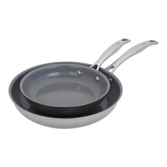2 pc, Stainless Steel, Ceramic Nonstick Frying Pan Set