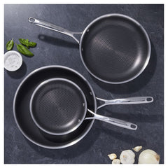 3 pc, Stainless Steel, Hybrid Nonstick Frying Pan Set