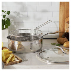 5.75 qt, Stainless Steel, Saute Pan And Deep Fryer With Lid