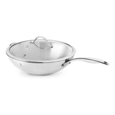 12.5 inch, Stainless Steel, Wok With Lid, Silver