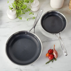 2 pc, Stainless Steel, Ceramic Hybrid Nonstick Frying Pan Set