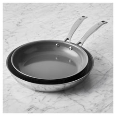 2 pc, Stainless Steel, Ceramic Nonstick Frying Pan Set