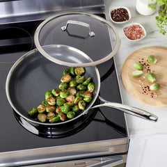 12.00 inch, Stainless Steel, Ceramic Hybrid Nonstick Frying Pan With Lid