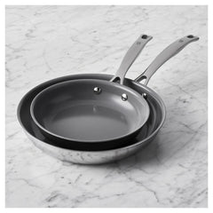 2 pc, Stainless Steel, Ceramic Nonstick Frying Pan Set
