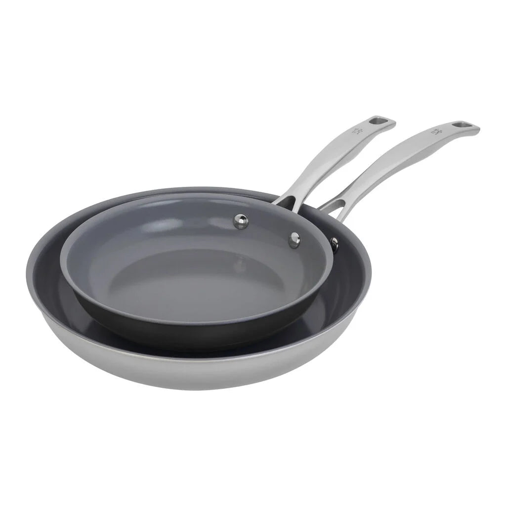 2 pc, Stainless Steel, Ceramic Nonstick Frying Pan Set