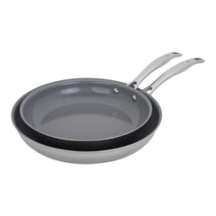 2 pc, Stainless Steel, Ceramic Nonstick Frying Pan Set