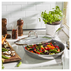 2 pc, Stainless Steel, Ceramic Nonstick Frying Pan With Lid