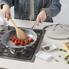 2 pc, Stainless Steel, Ceramic Nonstick Frying Pan With Lid