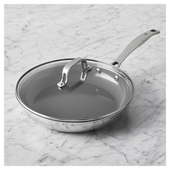 2 pc, Stainless Steel, Ceramic Nonstick Frying Pan With Lid