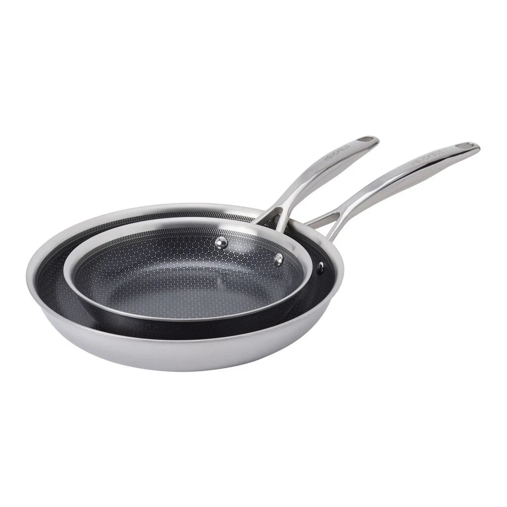 2 pc, Stainless Steel, Ceramic Hybrid Nonstick Frying Pan Set