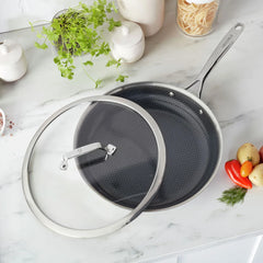 12.00 inch, Stainless Steel, Ceramic Hybrid Nonstick Frying Pan With Lid