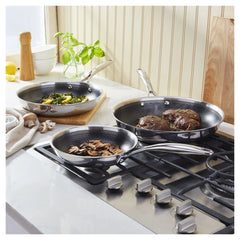 3 pc, Stainless Steel, Hybrid Nonstick Frying Pan Set