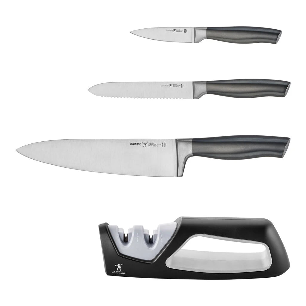 4 pc, Chef Knife Starter Set w/Sharpener