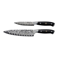 2 pc, Damascus Steel Chef and Paring Knife Set