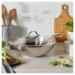 12.5 inch, Stainless Steel, Wok With Lid, Silver