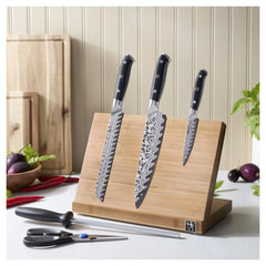 6 pc, Damascus Steel Knife Set w/Magnetic Easel